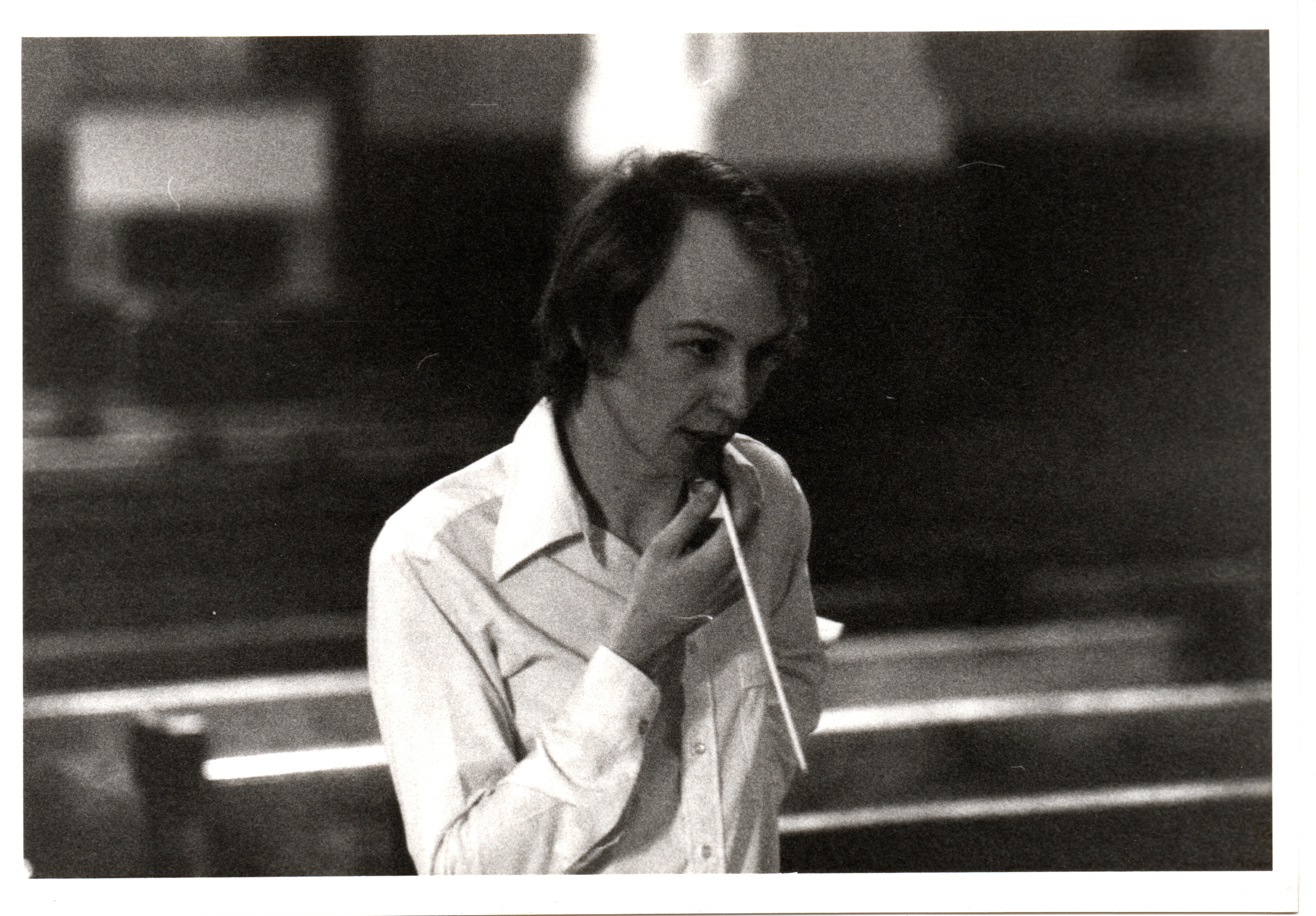 D. Geoffrey Bell conducting a rehearsal for his senior composition recital in 1978
